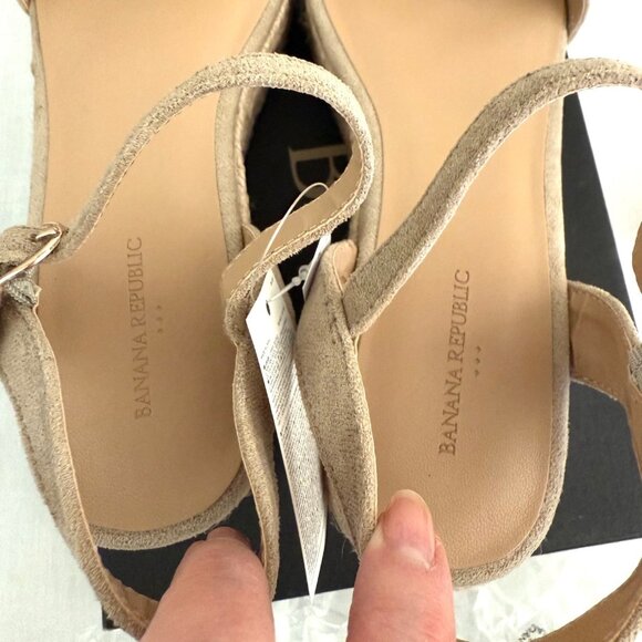 Banana Republic Platform Espadrille Sandals Size 8 Bone Faux Suede Resortwear - Picture 15 of 16